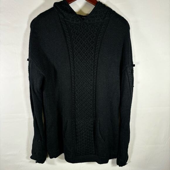 Stampd Harbor Hooded Sweater Cable-Knit Pullover Alpaca Wool Black Size L - Picture 2 of 16